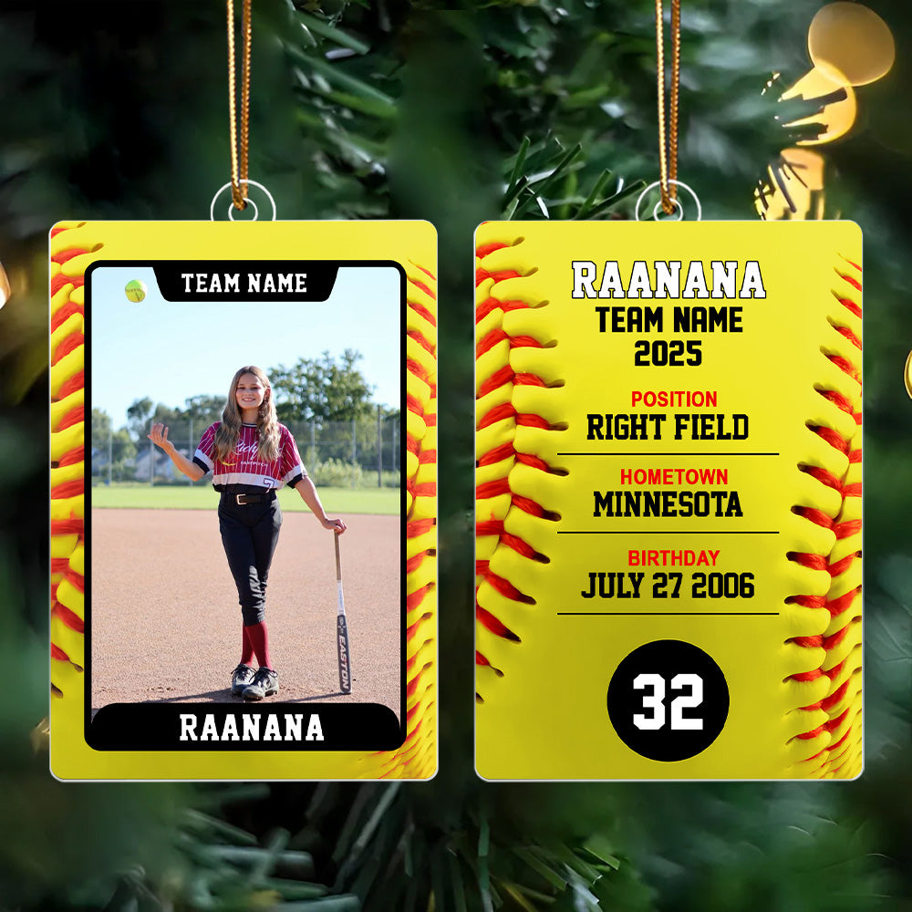 Softball Card - Personalized Acrylic Ornament - Custom Photo Gift For Softball Player T1807 Th23