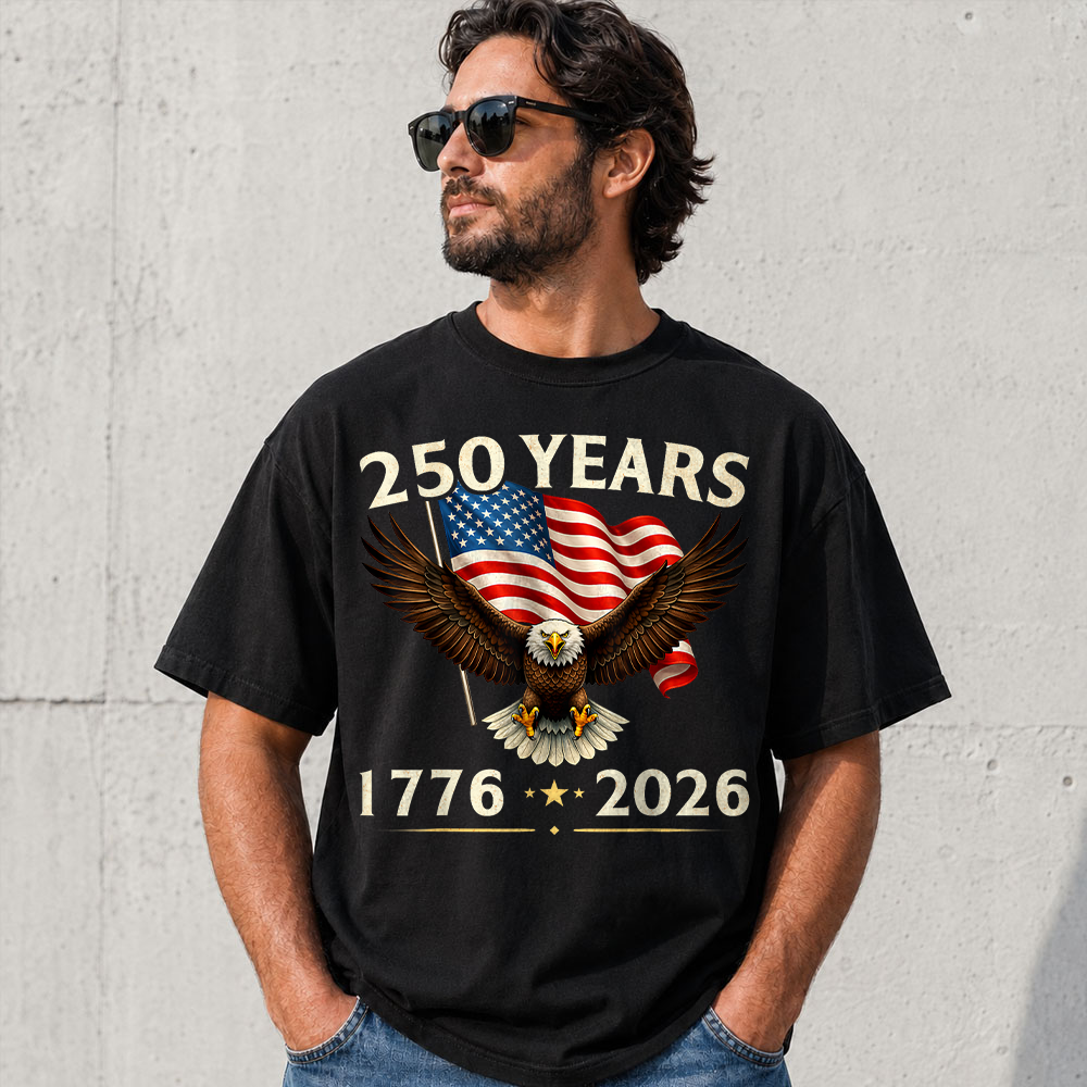 USA 250th Anniversary Eagle T-Shirt, Patriotic 1776-2026 4th of July Tee Hv01