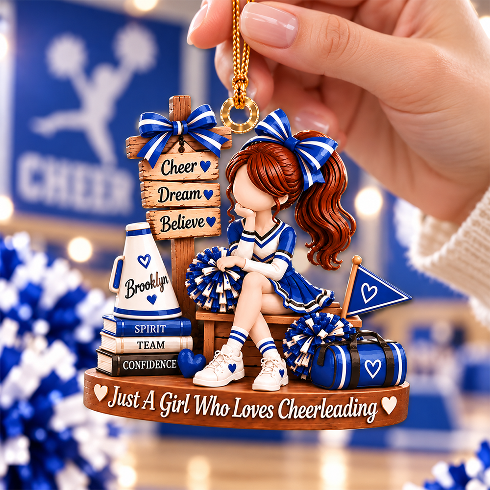 Personalized Cheerleader Christmas Ornament, Custom Name Cheerleading Gift for Girl, Cheer Team Ornament, Cheerleader Keepsake, Sports Gift Pt99