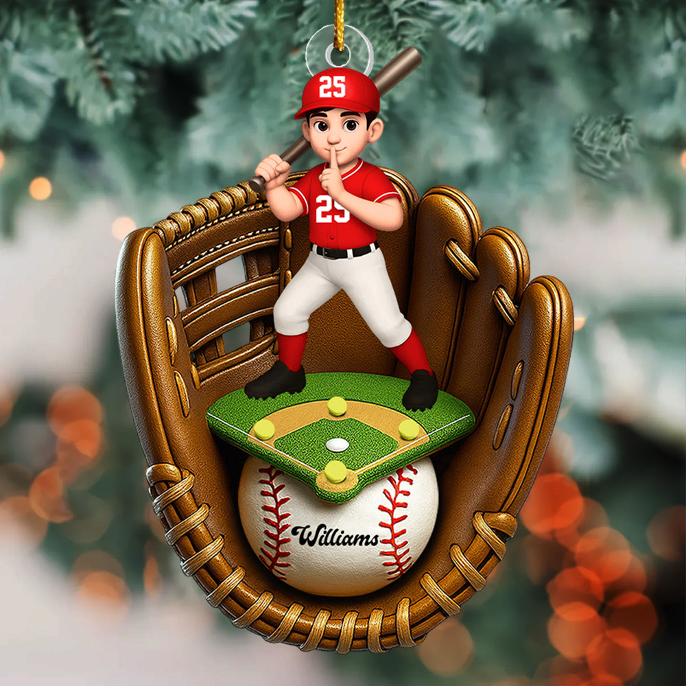Custom Name And Number Baseball SoftBall Acrylic Ornament, Baseball SoftBall Lover Christmas Gift Vr2 T1807 VH01