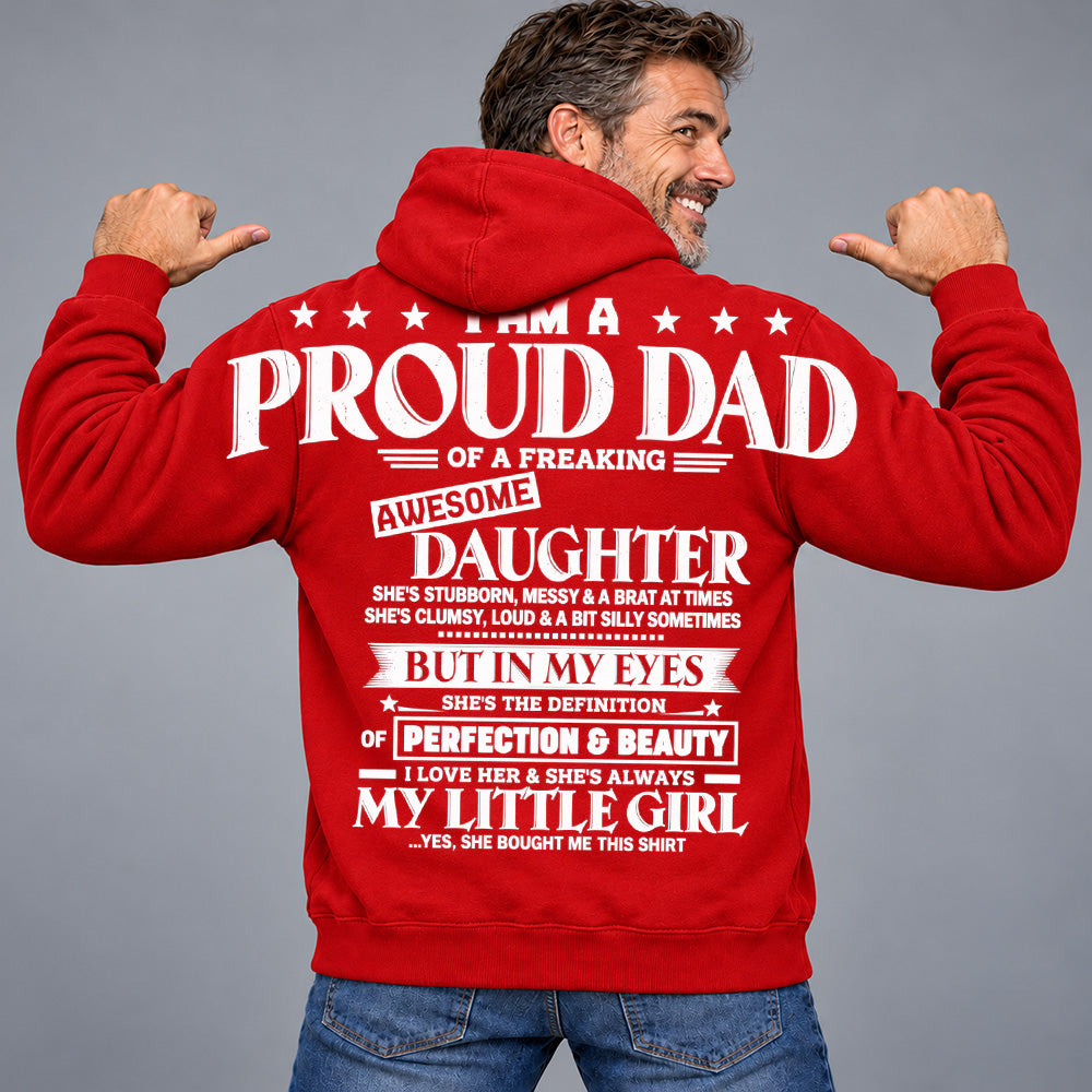 I Am A Proud Dad Of A Freaking Awesome Daughter Oversized Shoulder Print Shirt T24