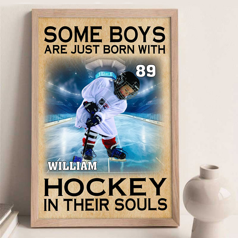 Some Boys Are Just Born With Hockey In Their Souls - Personalized Canvas For Ice Hockey Player NV01