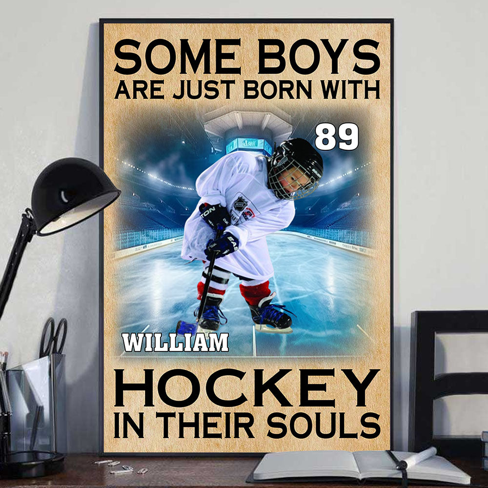 Some Boys Are Just Born With Hockey In Their Souls - Personalized Canvas For Ice Hockey Player NV01