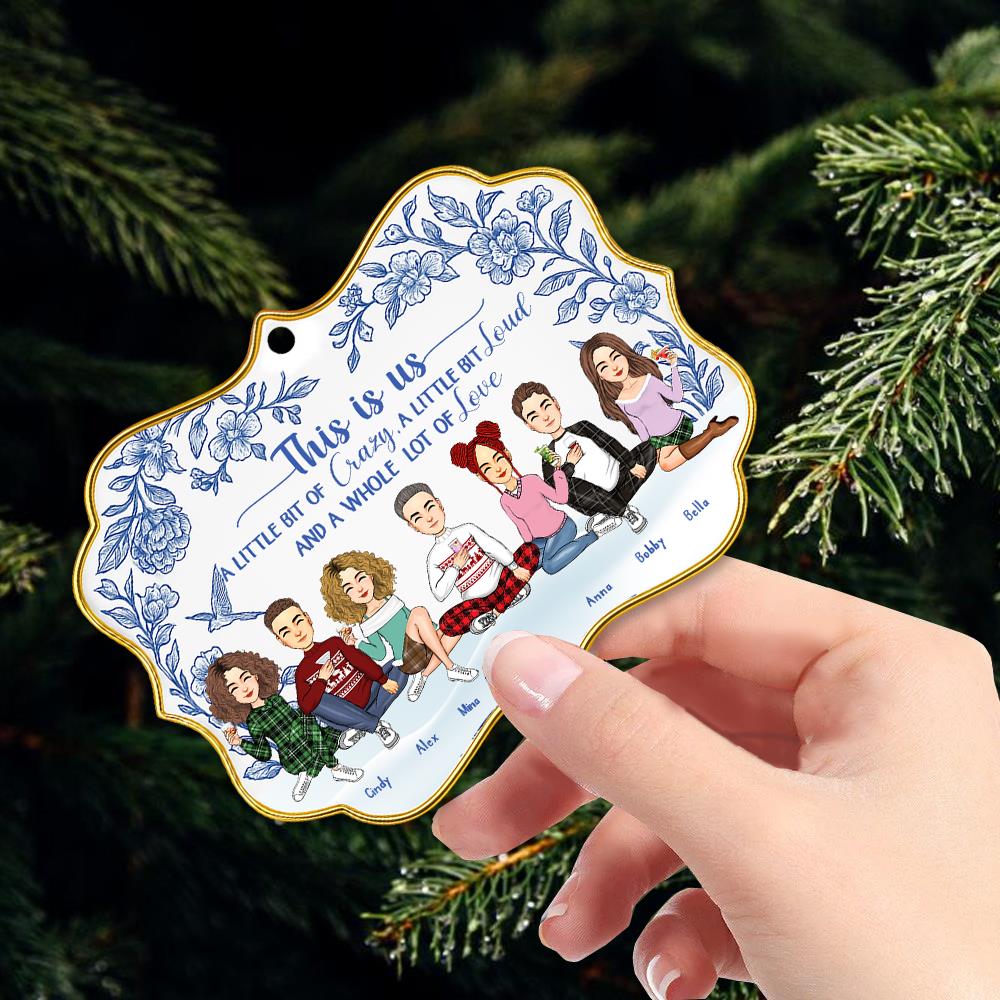 Personalized Toile De Jouy Style Acrylic Medallion Ornament - This Is Us For Family Besties Sisters Siblings Nh00