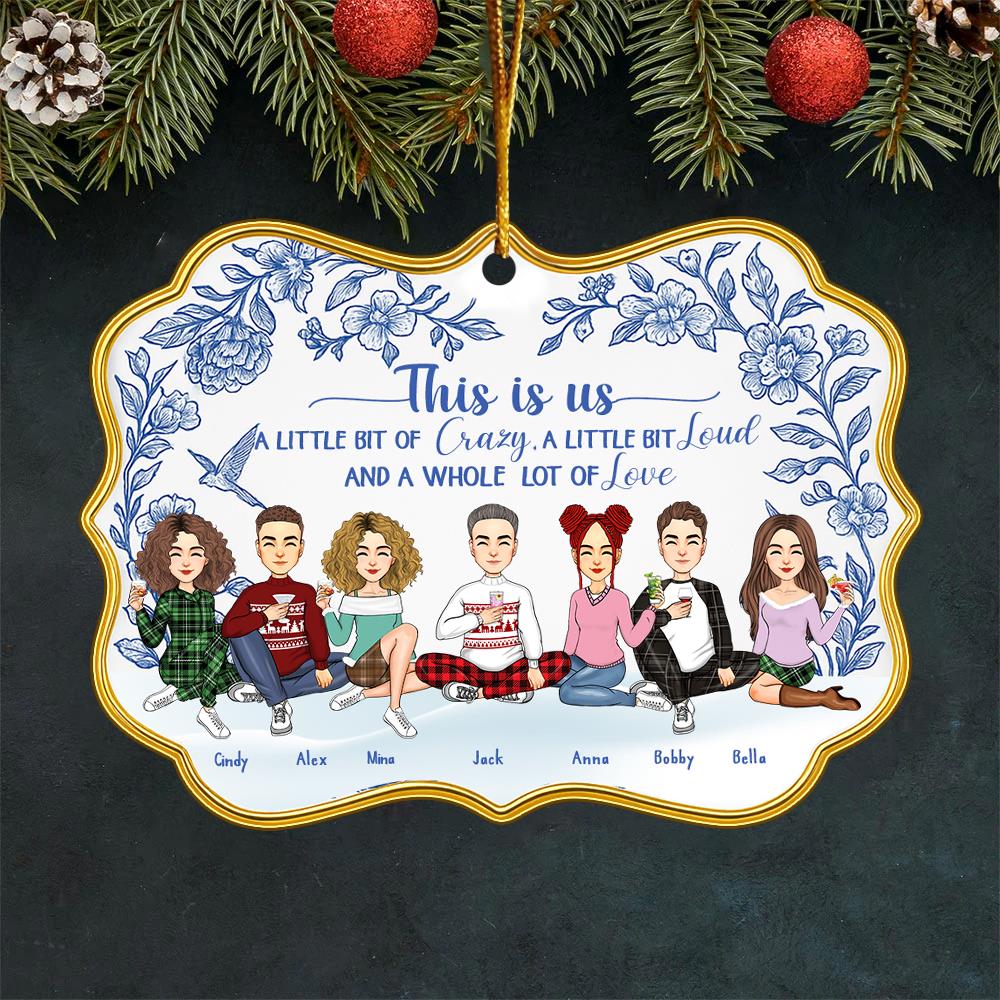 Personalized Toile De Jouy Style Acrylic Medallion Ornament - This Is Us For Family Besties Sisters Siblings Nh00