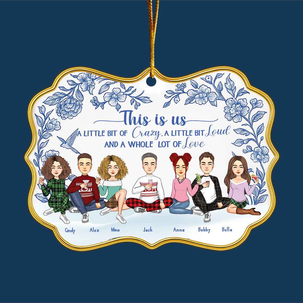 Personalized Toile De Jouy Style Acrylic Medallion Ornament - This Is Us For Family Besties Sisters Siblings Nh00