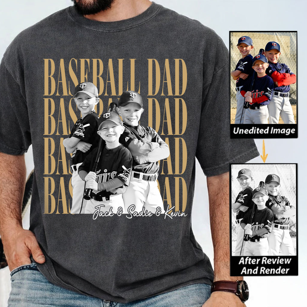 Baseball Dad Shirt, Personalized Photo Shirt for Dad, Custom Baseball Dad Tee, Father’s Day Gift for Baseball Dad Na02 VH01