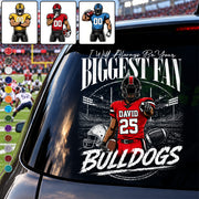 Personalized I'll Always Be Your Biggest Fan Football Car Decal, Custom Football Player Name & Number Sticker, Gift for Sports Moms and Dads T1807 T24
