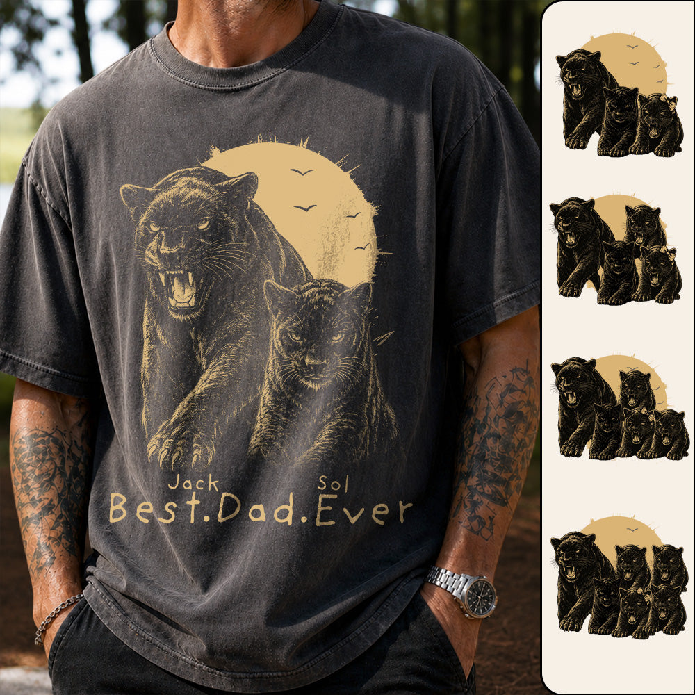 Best Dad Ever - Retro Vintage Panther Dad And Kids Daddy Protector - Personalized Shirt - Cool Father's Day Gift For Dad, Husband T1807 T24