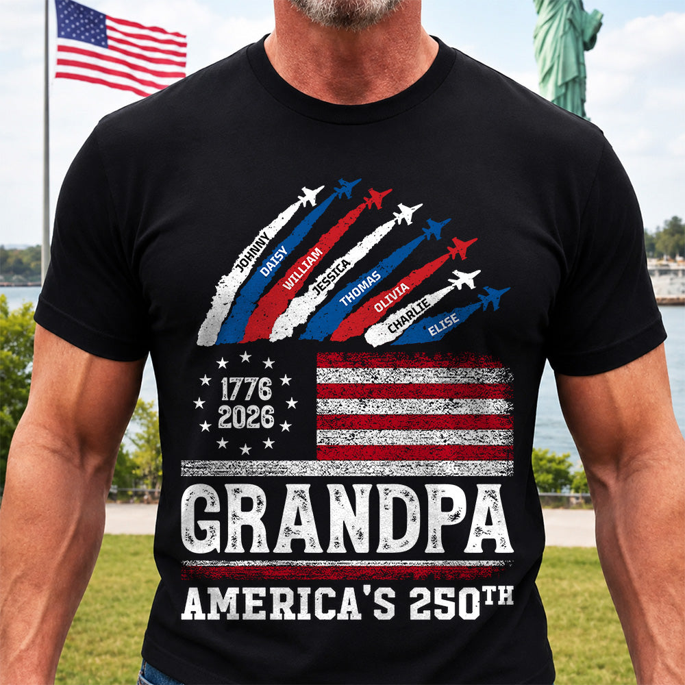 Proud Dad Grandpa Nation Flag American 250th Anniversary, Personalized Cool Shirt For Father's Day, Gift For Dad, Grandpa, Husband MI209 VH01
