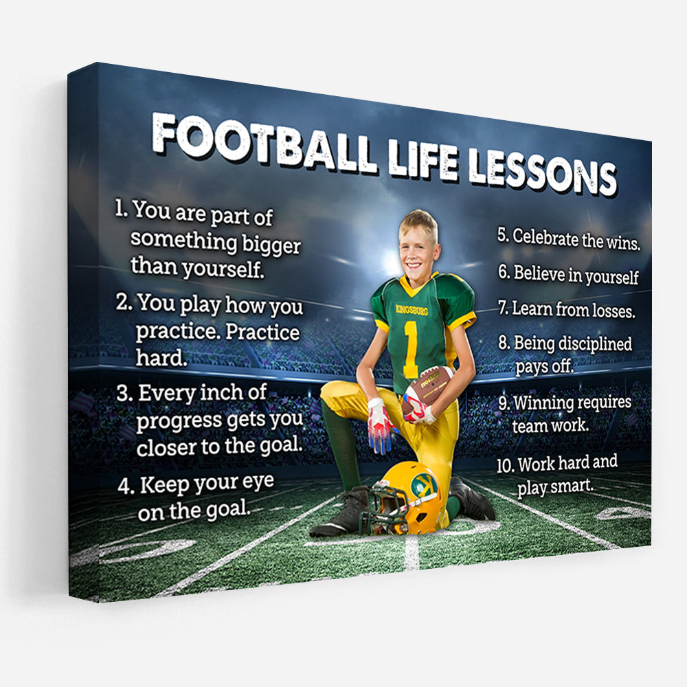 Football Life Lessons Custom Photo Poster Canvas Gift For Football Player - Personalized Gifts For Football Lovers K1702