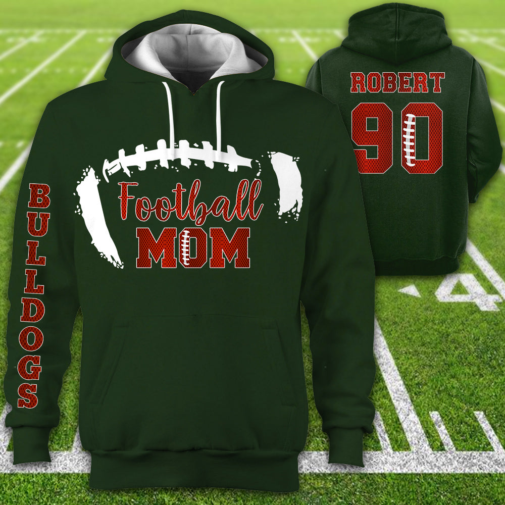 Football Hoodie Football Custom With Number Name Player In Glitter Football Mom All Over Print Hoodie Shirt K1702