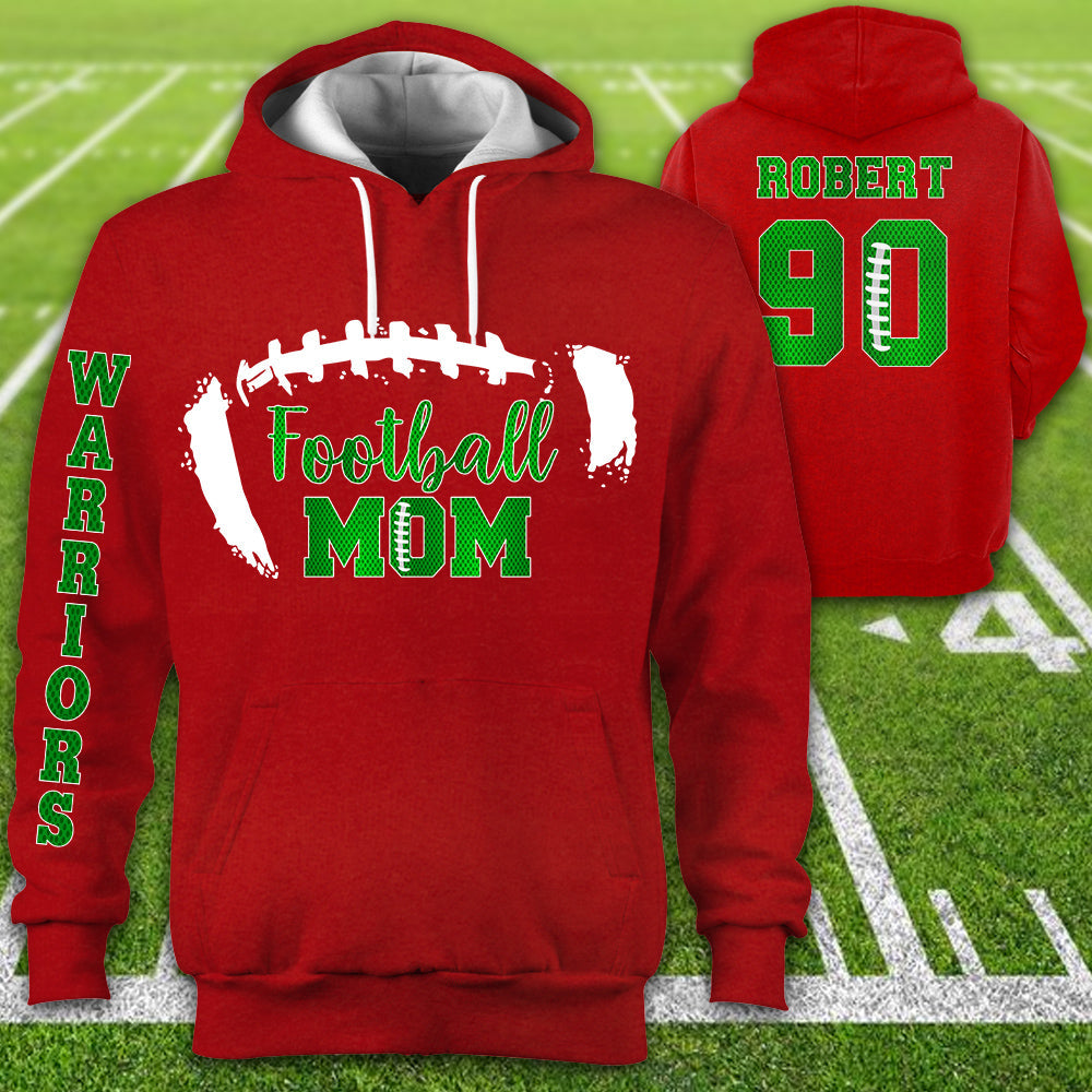 Football Hoodie Football Custom With Number Name Player In Glitter Football Mom All Over Print Hoodie Shirt K1702
