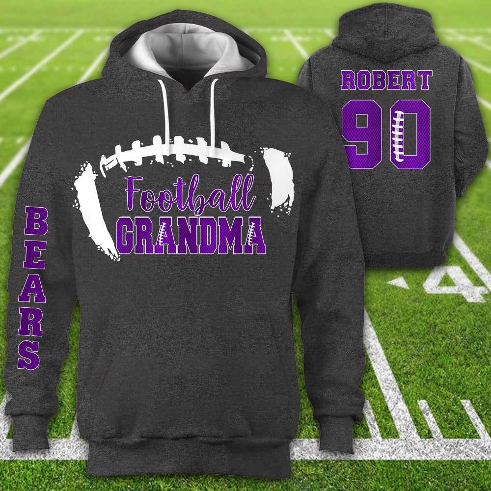Football Hoodie Football Custom With Number Name Player In Glitter Football Mom All Over Print Hoodie Shirt K1702