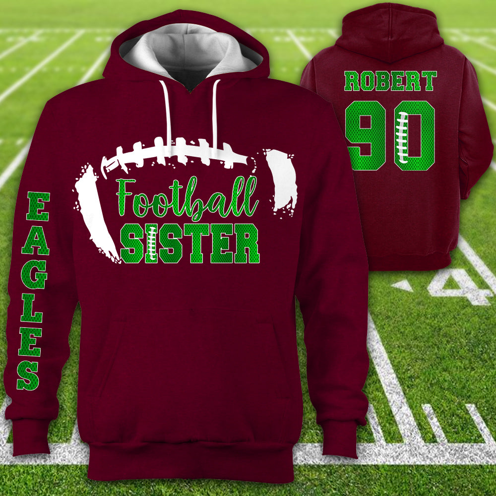 Football Hoodie Football Custom With Number Name Player In Glitter Football Mom All Over Print Hoodie Shirt K1702