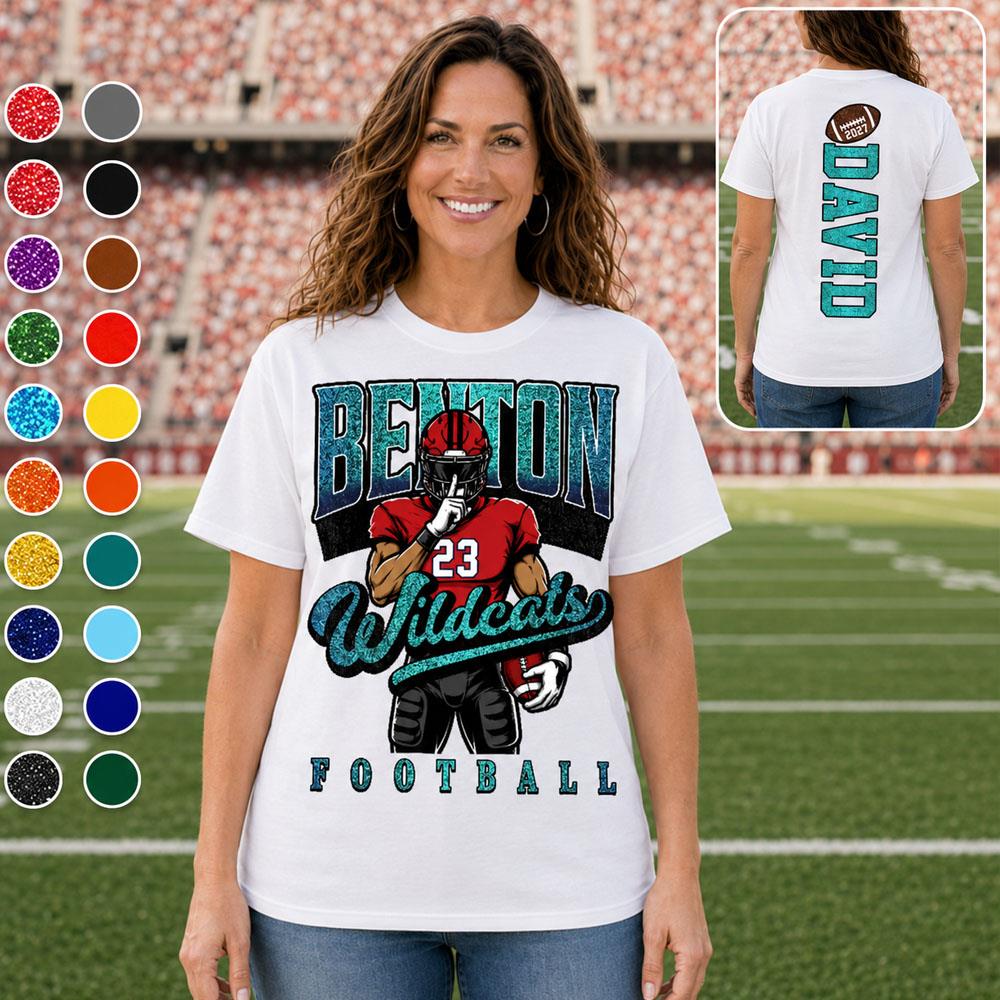 Custom Football Mom Shirt Glitter Mascot Shirt Game Day L0411 Nh00