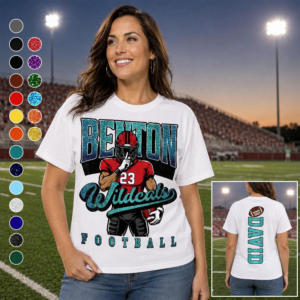 Custom Football Mom Shirt Glitter Mascot Shirt Game Day L0411 Nh00