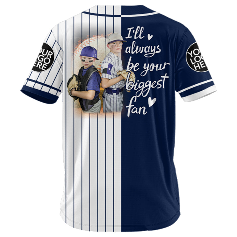 I'll Be Your Biggest Fan, Custom 2 Colors Personalization Split Baseball Jersey, Custom Photo Baseball Jersey, Gift For Baseball Lover A2110