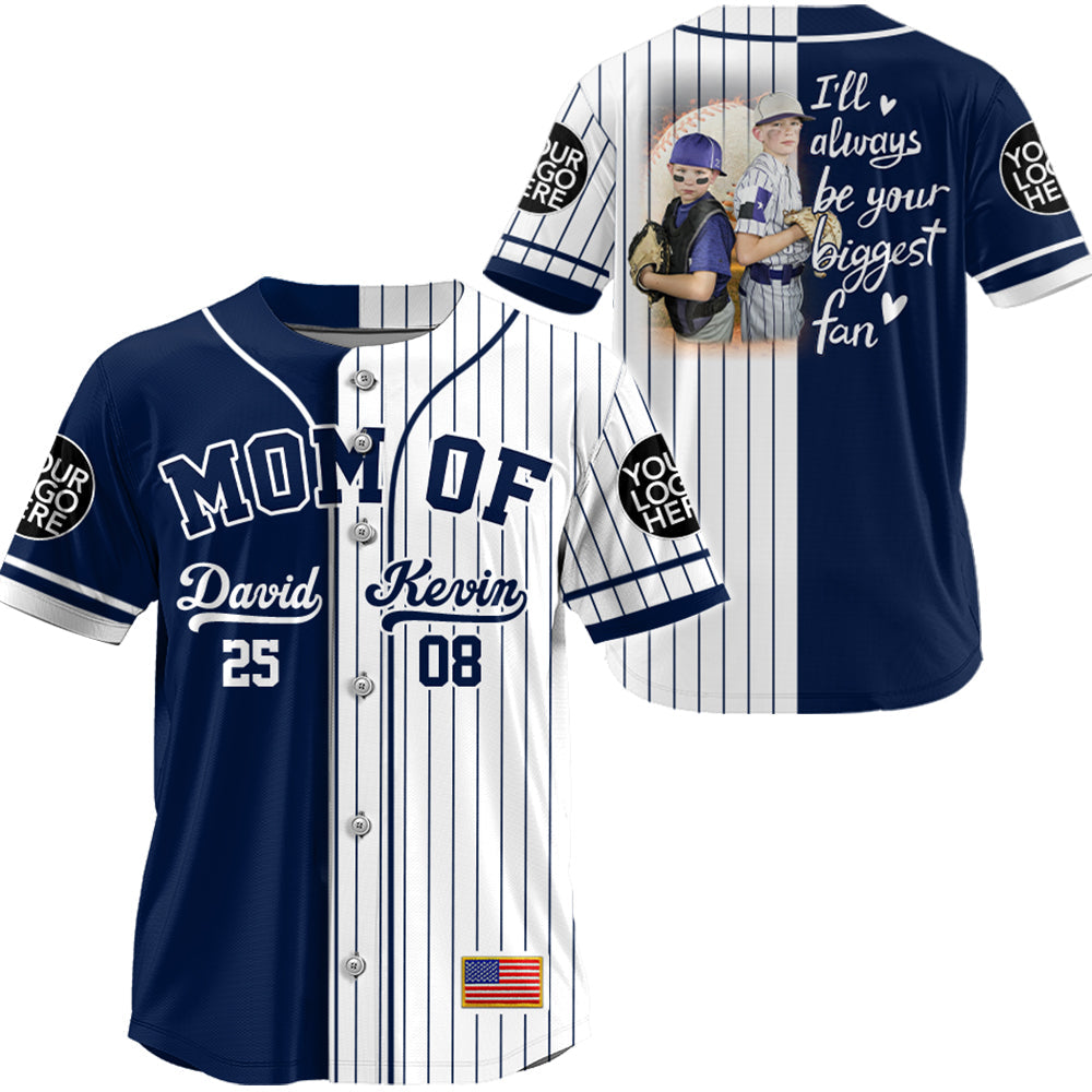 I'll Be Your Biggest Fan, Custom 2 Colors Personalization Split Baseball Jersey, Custom Photo Baseball Jersey, Gift For Baseball Lover A2110