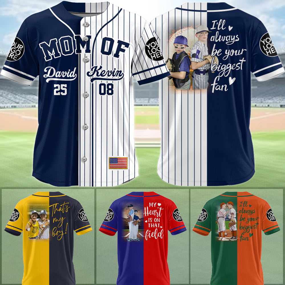 I'll Be Your Biggest Fan, Custom 2 Colors Personalization Split Baseball Jersey, Custom Photo Baseball Jersey, Gift For Baseball Lover A2110