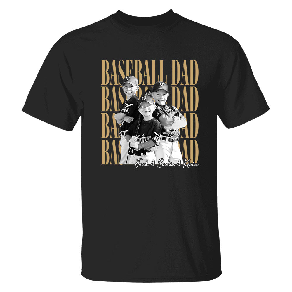 Baseball Dad Shirt, Personalized Photo Shirt for Dad, Custom Baseball Dad Tee, Father’s Day Gift for Baseball Dad Na02 VH01