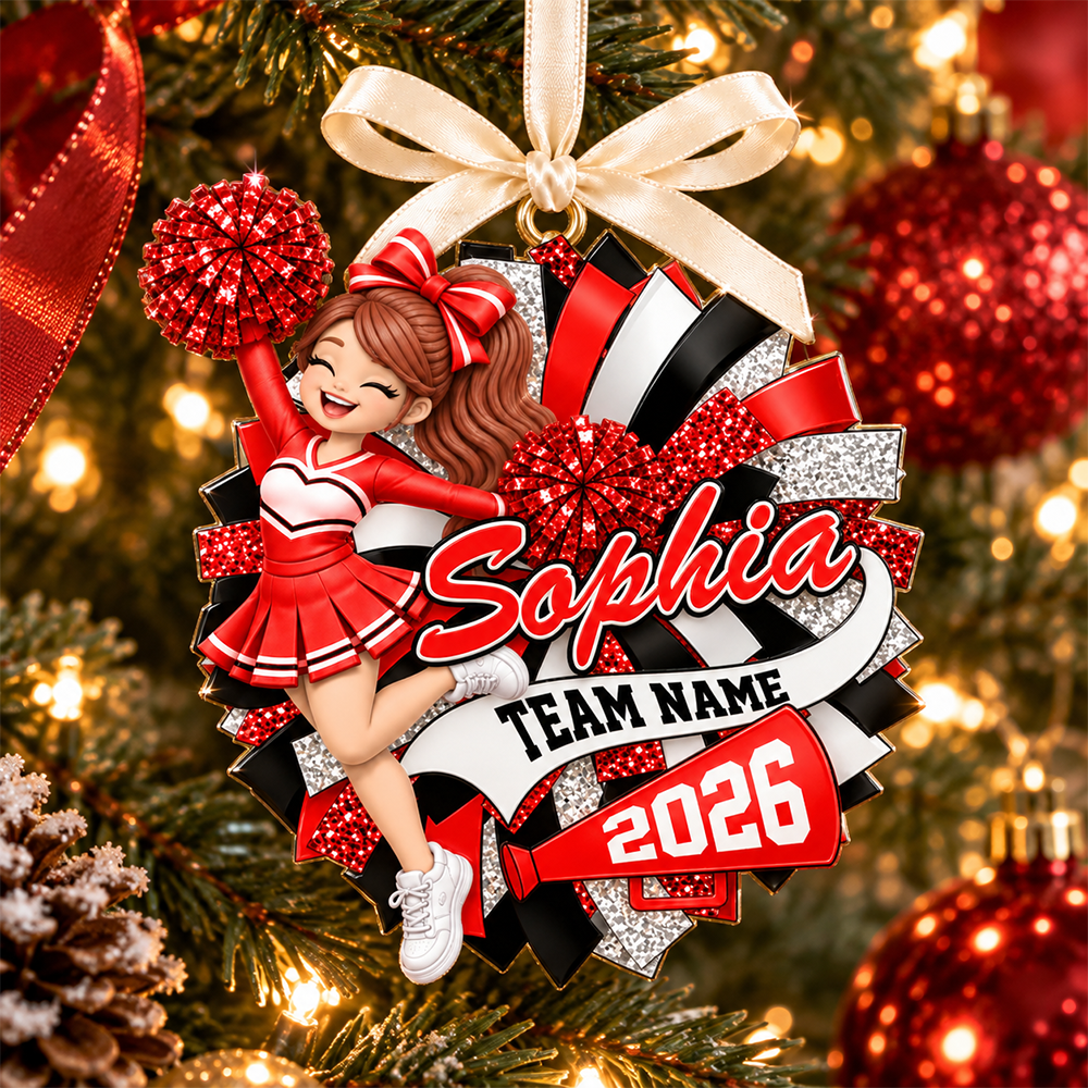 Custom Cheerleader 2D Flat Ornament  Cheerleading Christmas, Cheer Team Senior Night Gift L0411 Hv01