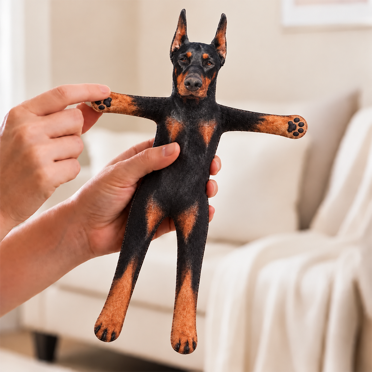 Personalized Doberman Photo Pet Squishy Toy Poseable Plush Doll, Funny Gift For Dog Mom, Dad, Pet Lover T1807 T24 TL06