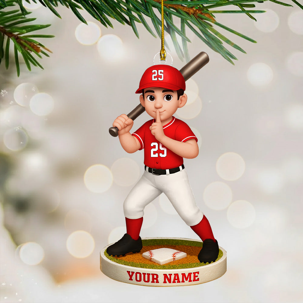Christmas Baseball SoftBall Lover, Christmas Ornament, Personalized Acrylic Ornament T1807 Th23