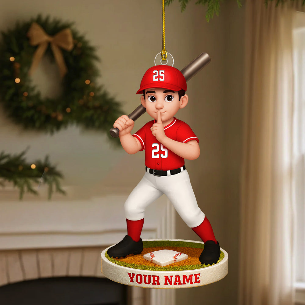 Christmas Baseball SoftBall Lover, Christmas Ornament, Personalized Acrylic Ornament T1807 Th23