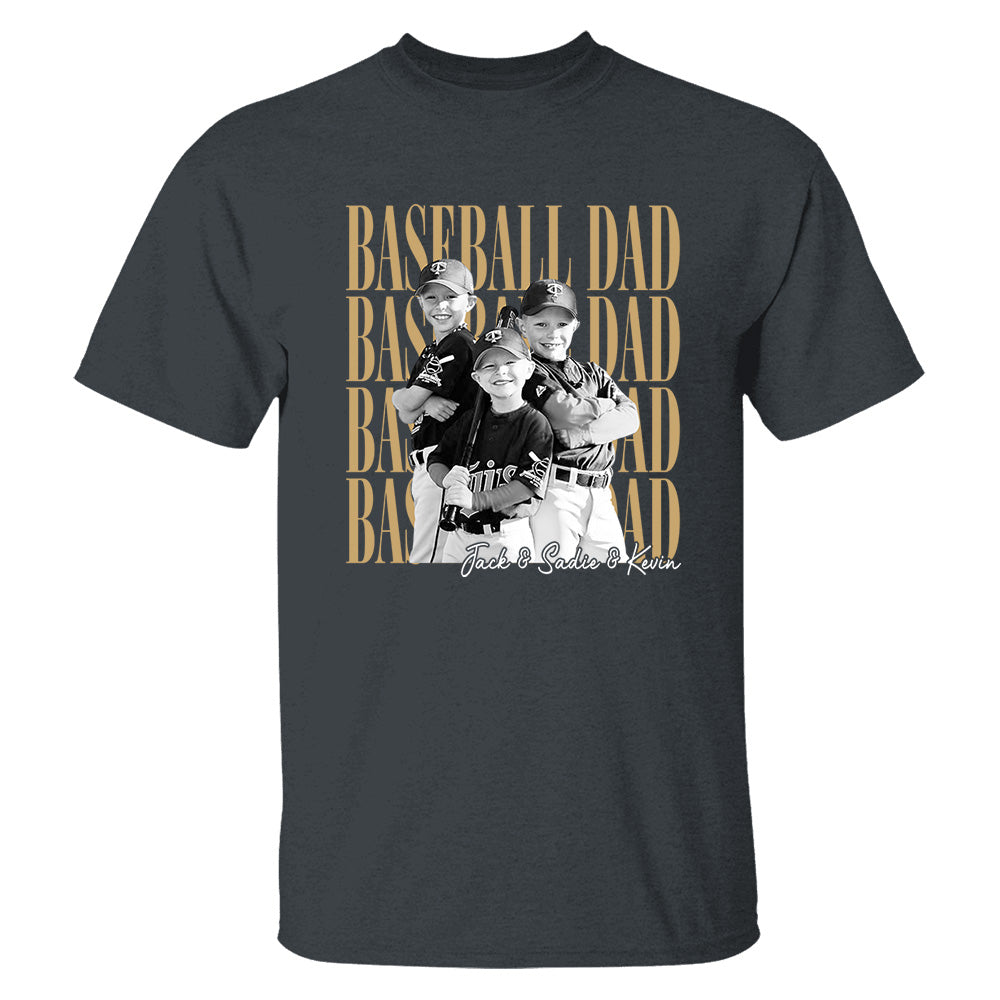 Baseball Dad Shirt, Personalized Photo Shirt for Dad, Custom Baseball Dad Tee, Father’s Day Gift for Baseball Dad Na02 VH01