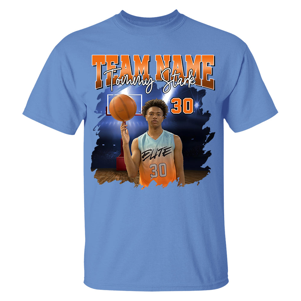 Basketball Personalized Shirt Custom Photo And Team Name, Custom Bootleg Rap Tee Basketball