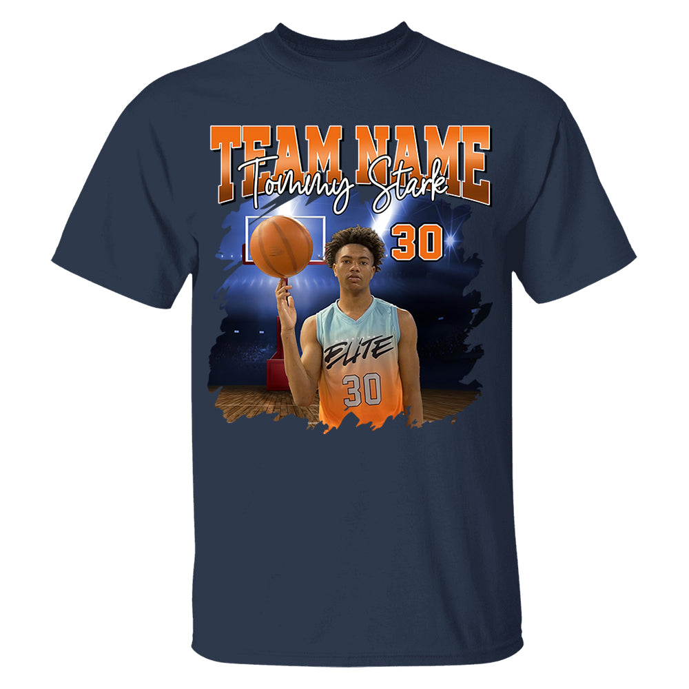 Basketball Personalized Shirt Custom Photo And Team Name, Custom Bootleg Rap Tee Basketball