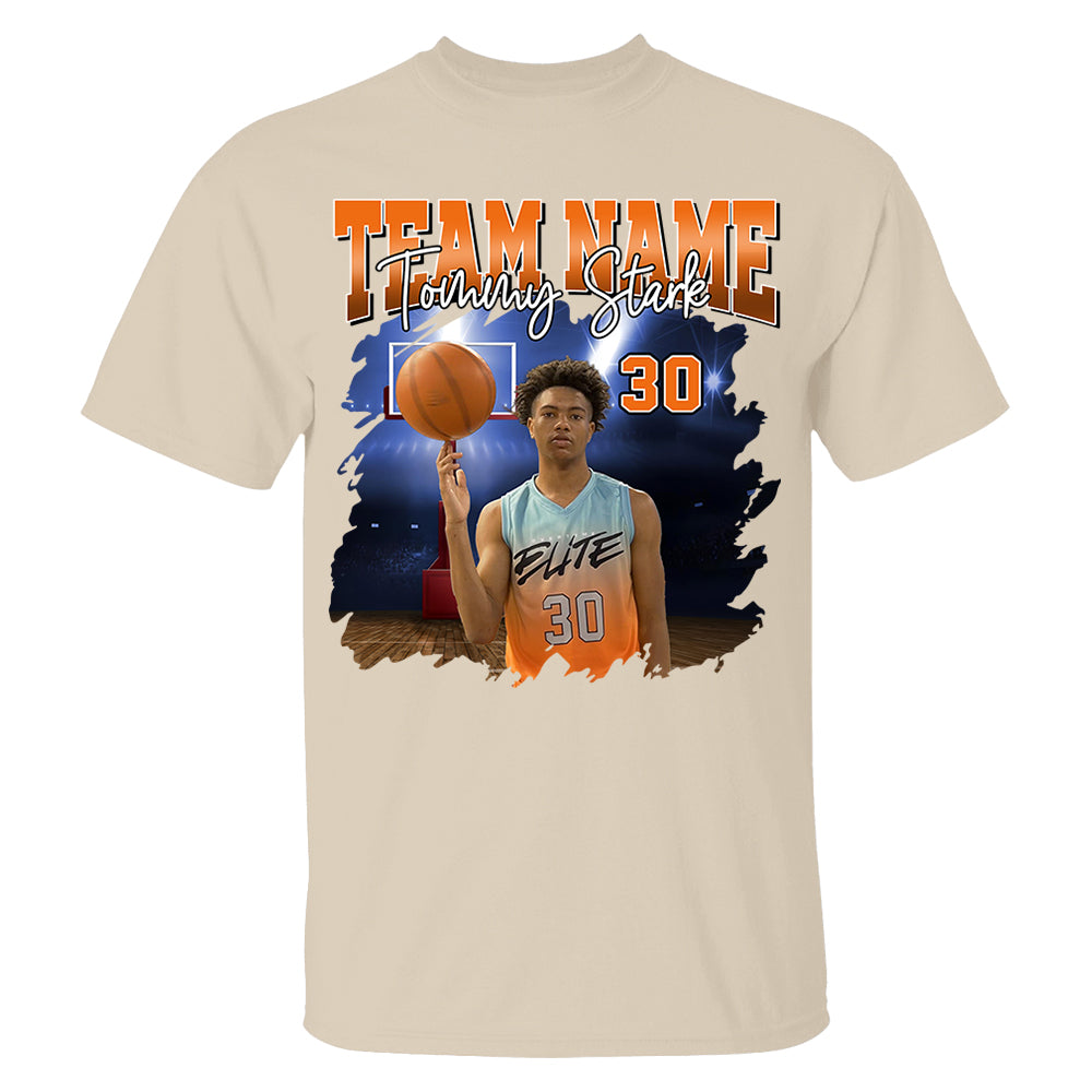 Basketball Personalized Shirt Custom Photo And Team Name, Custom Bootleg Rap Tee Basketball