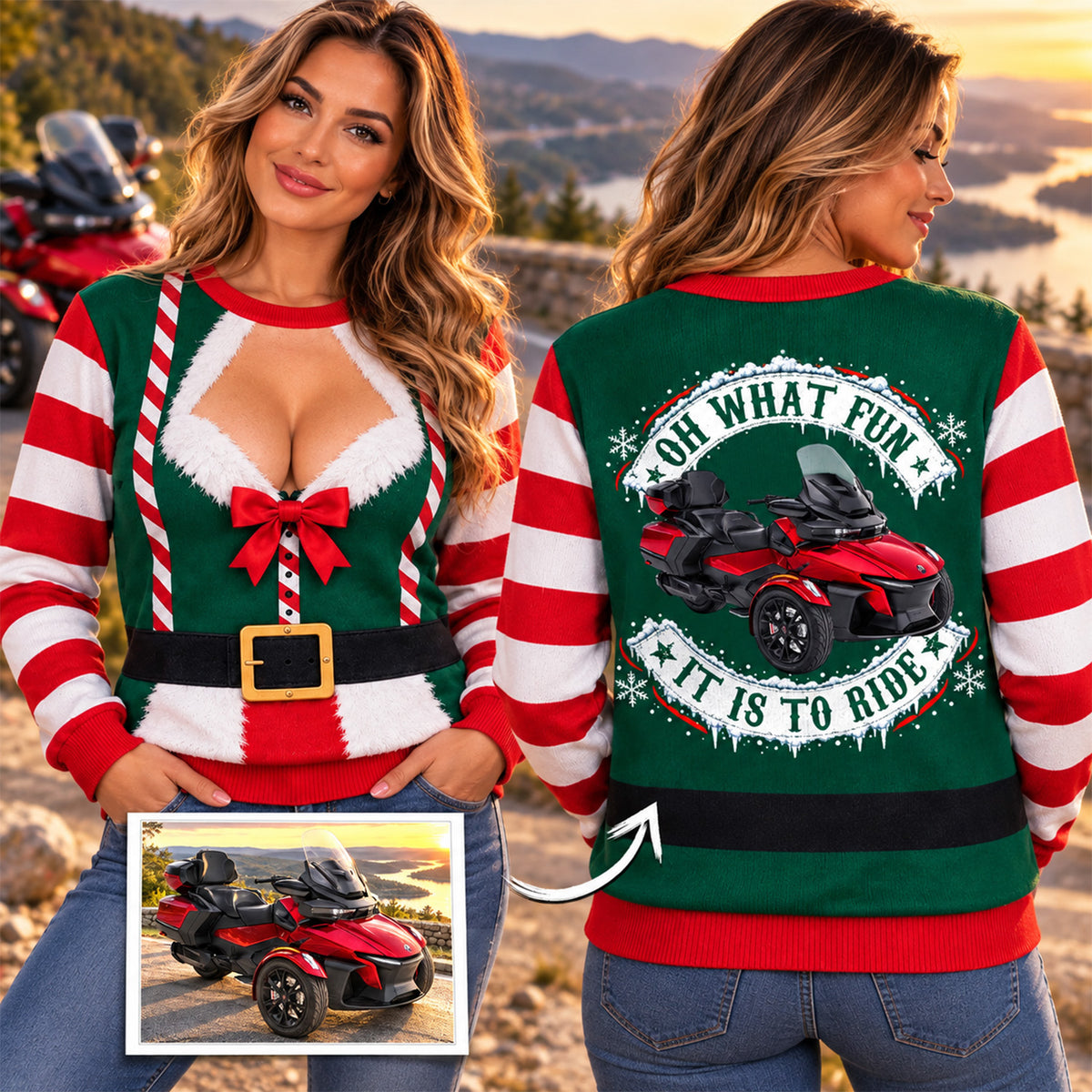 Oh What Fun It Is To Ride - Custom Photo Canam Spyder All Over Print Shirts - Matching Biker Couple 3D Shirts - Gift For Motorcycle Lover A2110 Hv01 TL06