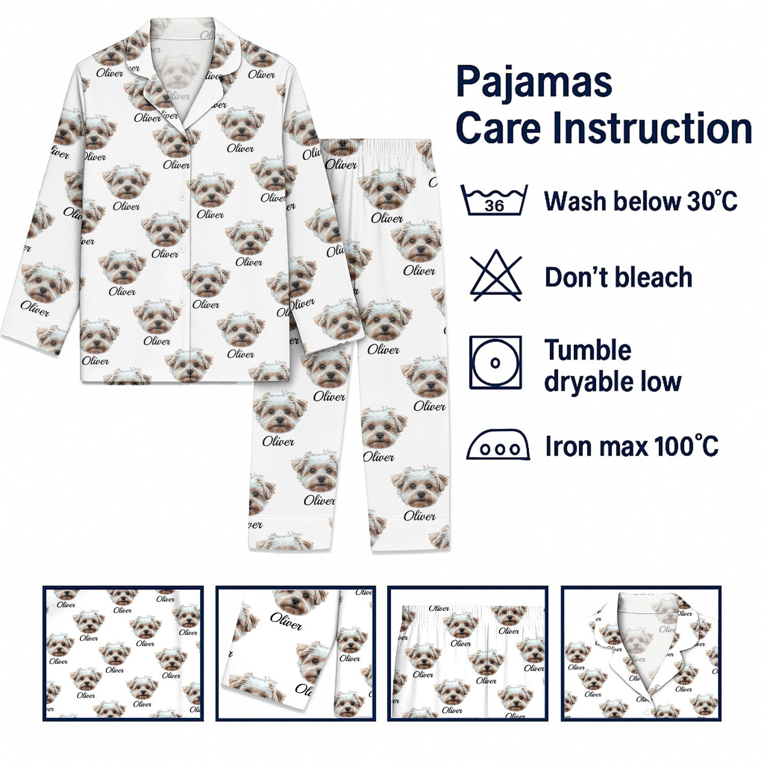 Personalized Pet Photo Pajama, Custom Dog & Cat Portrait, Family Matching Loungewear T1807 Hv01