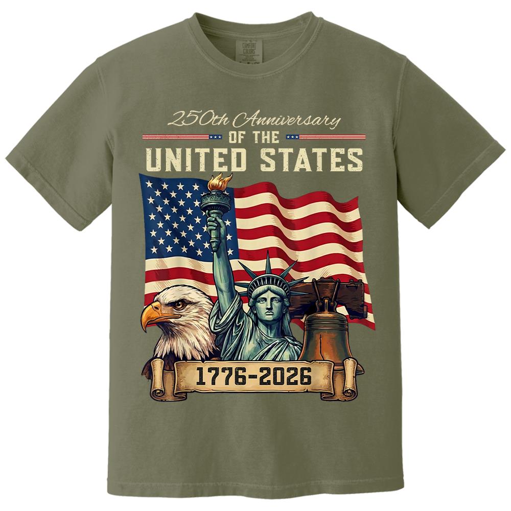 USA 250th Anniversary Flag T-Shirt, Patriotic 4th of July Independence Day Tee Hv01
