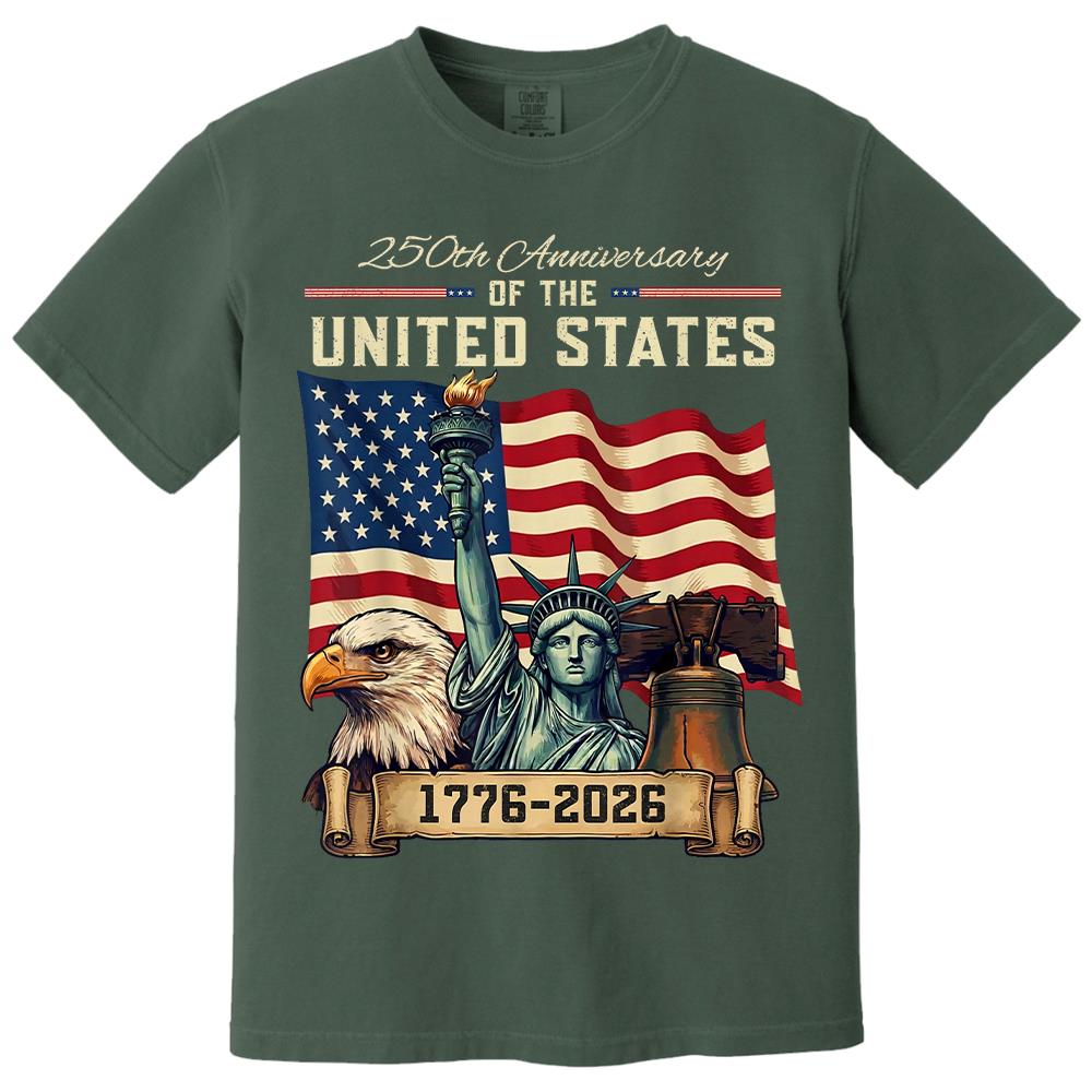 USA 250th Anniversary Flag T-Shirt, Patriotic 4th of July Independence Day Tee Hv01