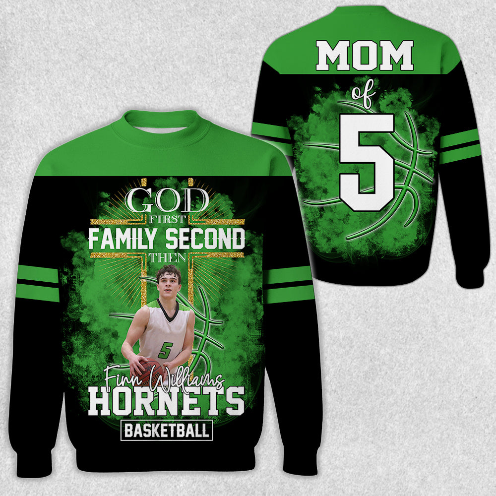 God First Family Second Then Basketball Personalized Photo All Over Print Shirt For Basketball Lovers