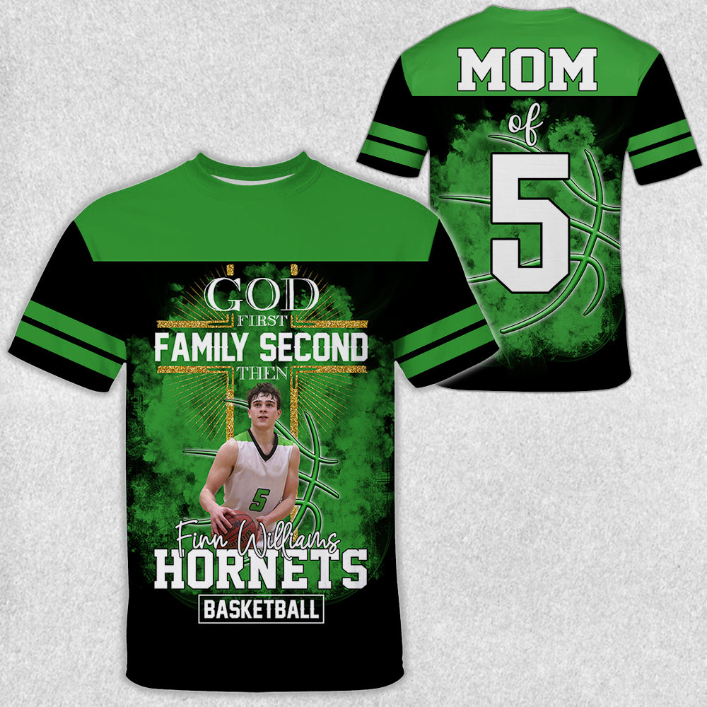 God First Family Second Then Basketball Personalized Photo All Over Print Shirt For Basketball Lovers