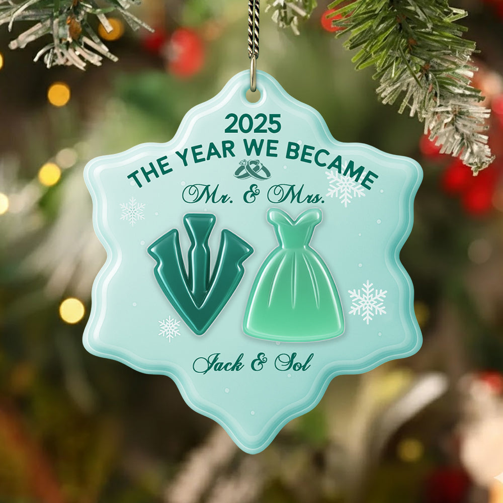 Personalized Wedding Ornament 2025 Christmas Ornament – The Year We Became Mr & Mrs First Christmas Married Ornament Tu24