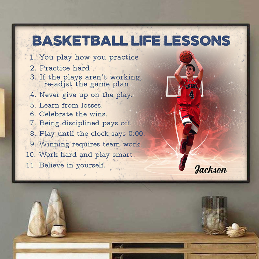 Basketball Life Lessons - Personalized Photo Player Poster, Canvas -NV01