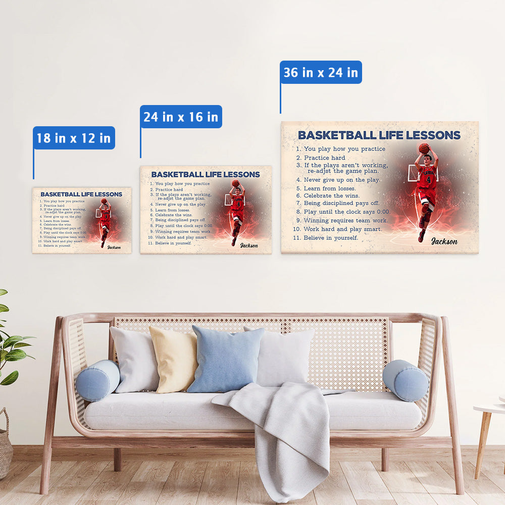 Basketball Life Lessons - Personalized Photo Player Poster, Canvas -NV01