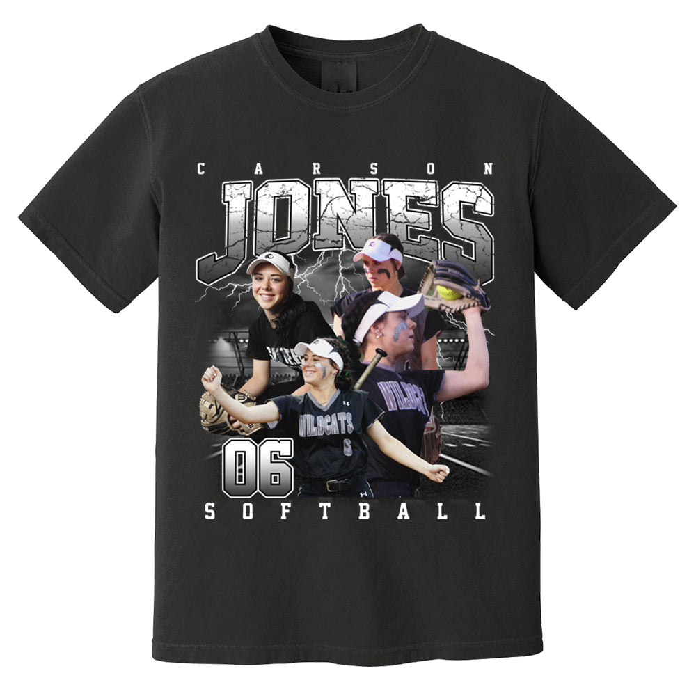 Custom Softball Bootleg Rap Tee - Softball Mom Dad Vintage Graphic Shirt, Team Number Player Name Photo Personalized Shirt