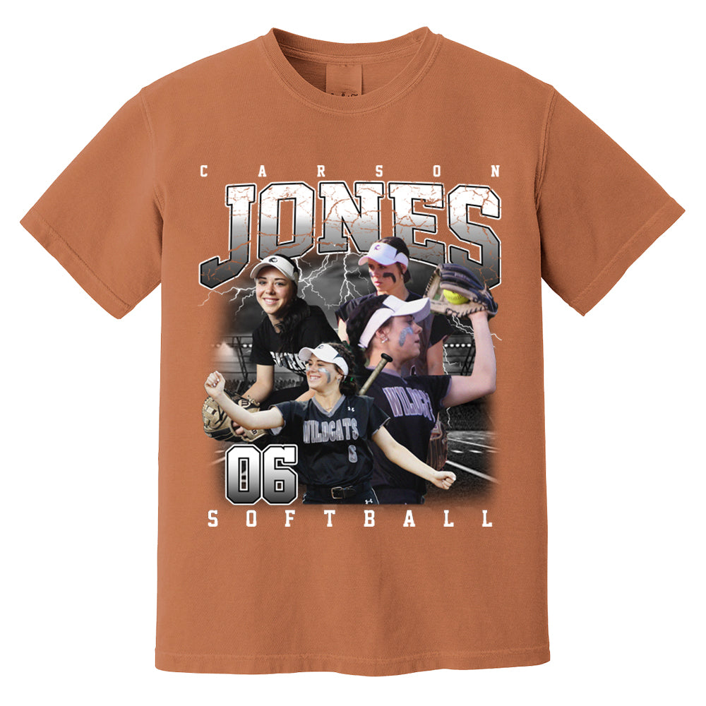 Custom Softball Bootleg Rap Tee - Softball Mom Dad Vintage Graphic Shirt, Team Number Player Name Photo Personalized Shirt