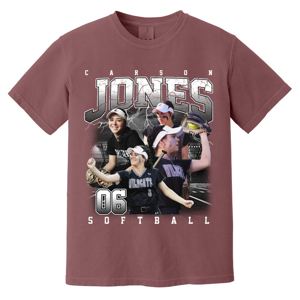 Custom Softball Bootleg Rap Tee - Softball Mom Dad Vintage Graphic Shirt, Team Number Player Name Photo Personalized Shirt