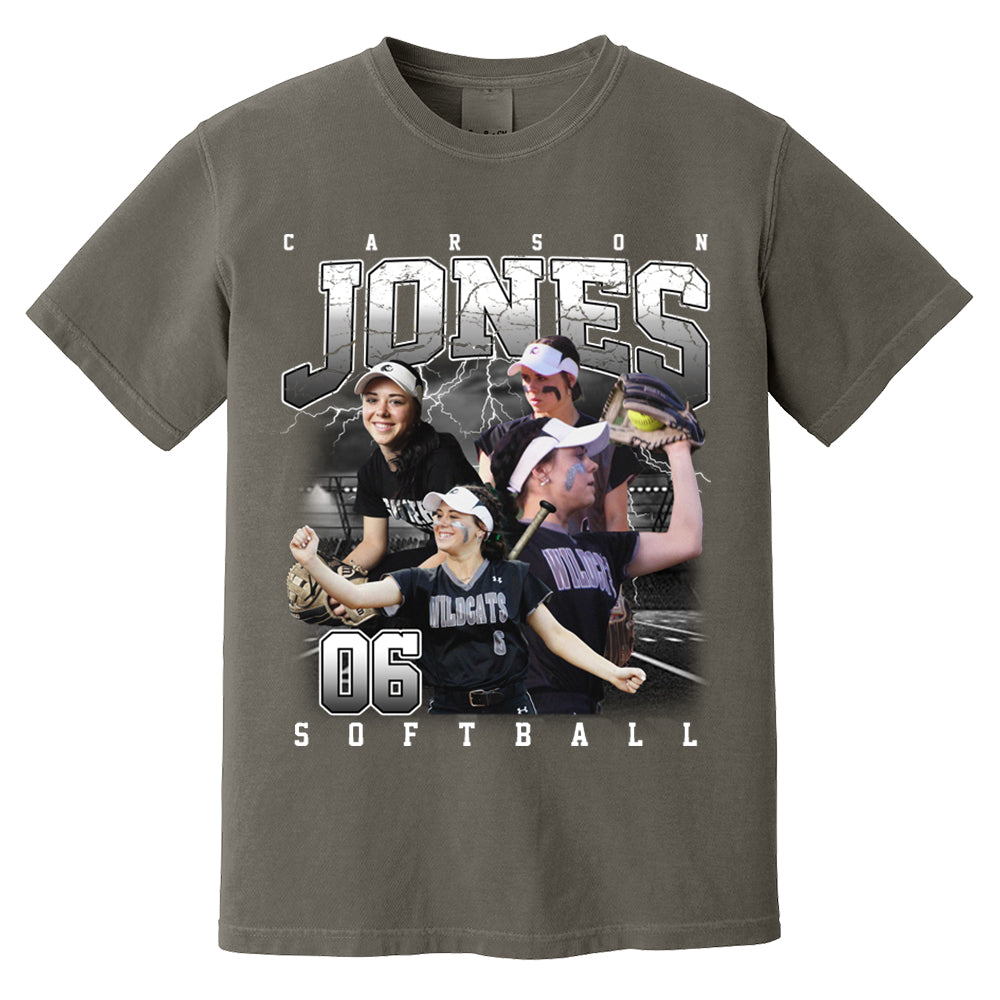 Custom Softball Bootleg Rap Tee - Softball Mom Dad Vintage Graphic Shirt, Team Number Player Name Photo Personalized Shirt