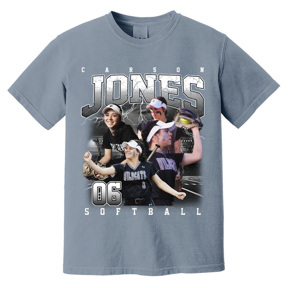 Custom Softball Bootleg Rap Tee - Softball Mom Dad Vintage Graphic Shirt, Team Number Player Name Photo Personalized Shirt