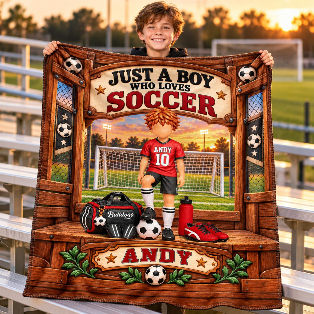 Just A Boy Who Loves Soccer, Personalized Soccer Blanket, Custom Player Name Gift, Gift For Soccer Players Soccer Lover MI209 Hv01 KL07