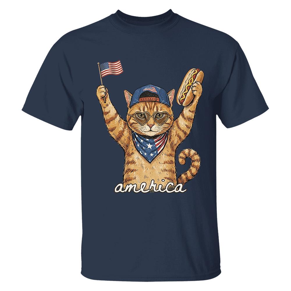 Custom Photo Pet, Patriotic Cat Shirt, Cat Lover Gift, 4th Of July Shirt, America Tee, Independence Day Graphic Nh00