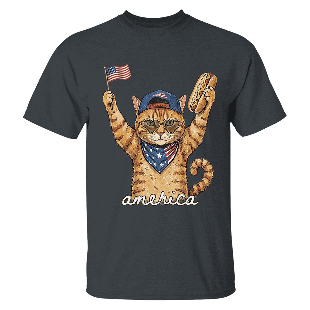 Custom Photo Pet, Patriotic Cat Shirt, Cat Lover Gift, 4th Of July Shirt, America Tee, Independence Day Graphic Nh00